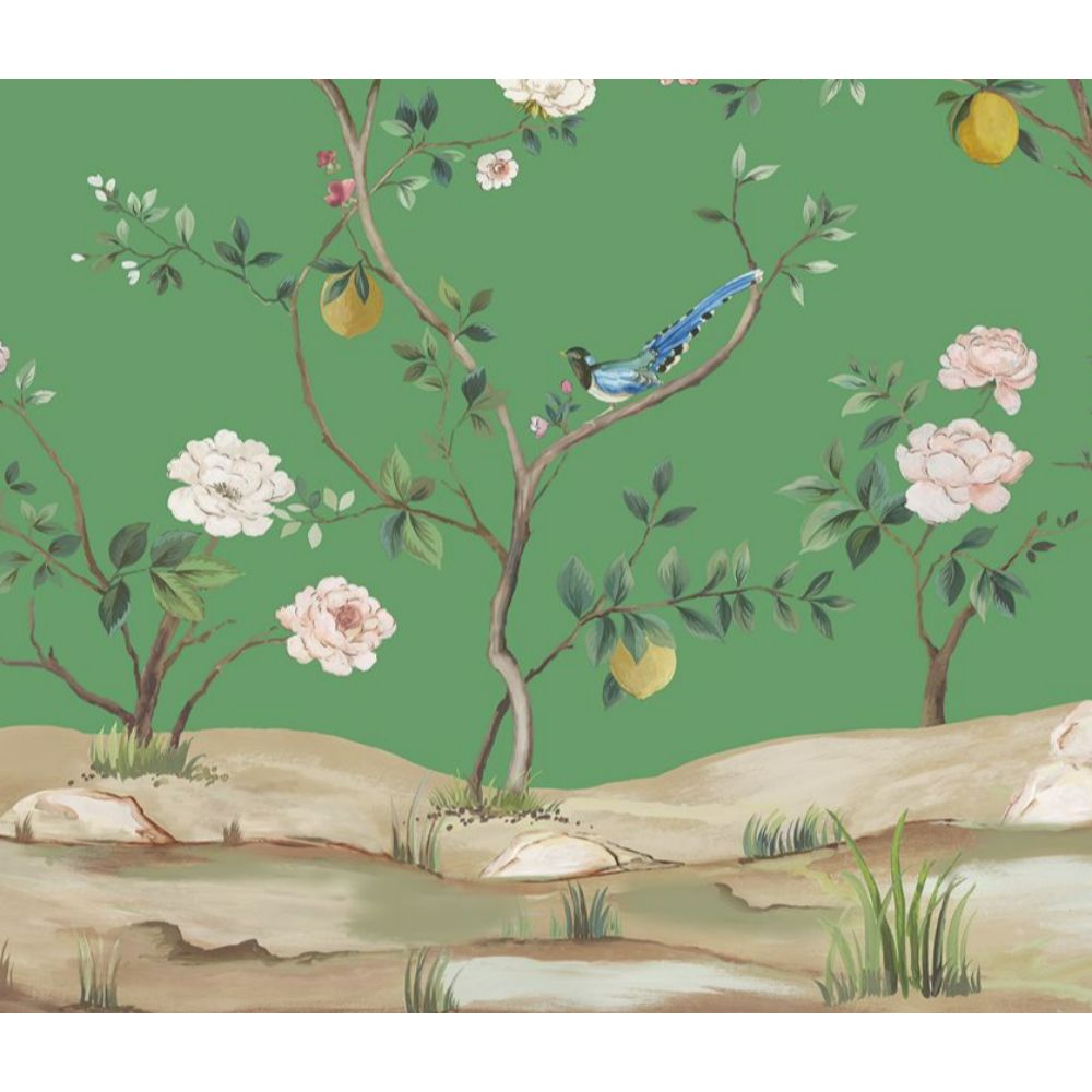 Scalamandre SC 1604BLSM Blossom Chinoiserie - Mural Wallpaper in Vert Garden